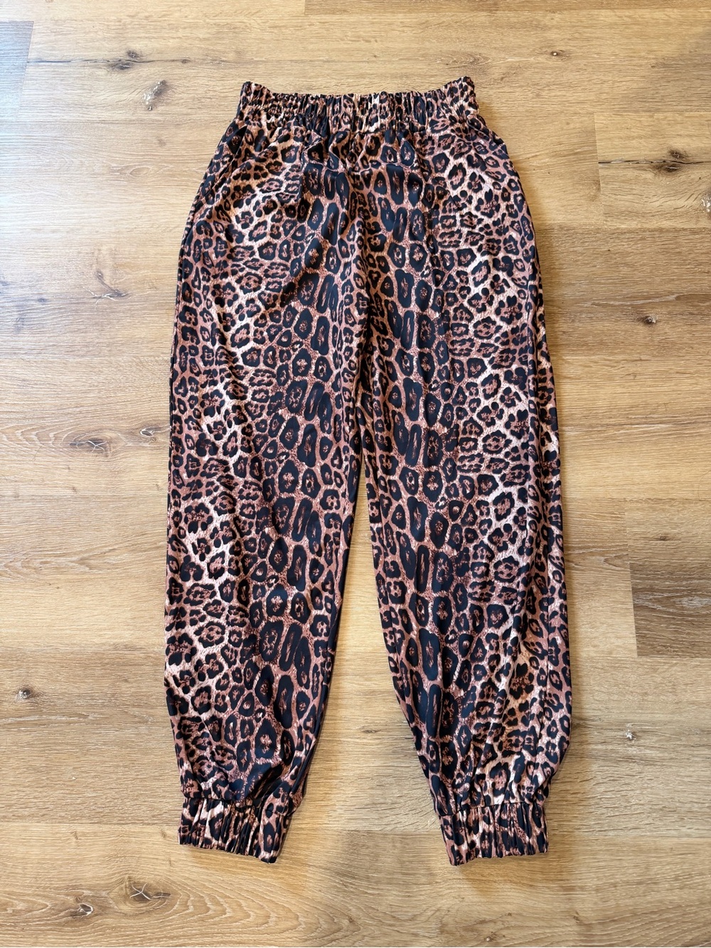Leopard Print Elastic Waist Joggers - Brown/Black